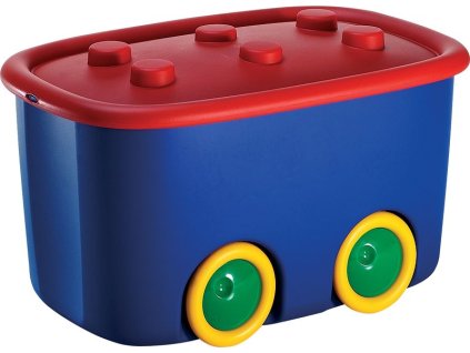 Box s vekom na detské hračky KIS Funny L, 46 lit., modrý/červený, úložný, 39x58x32 cm