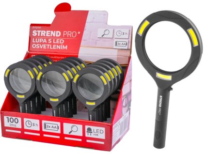Lupa so svetlom Strend Pro 113x242x22 mm, 2xAA, LED 100 lm, 3x LED osvetlenie, na čítanie, Sellbox 15 ks