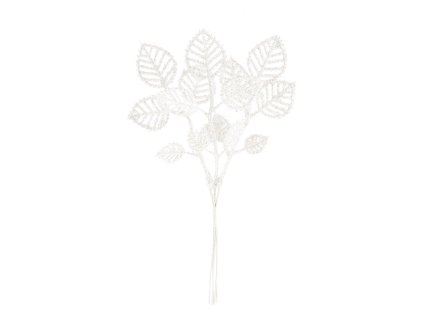 Vetvička MagicHome Vianoce, lístky, biele zlato, 22 cm