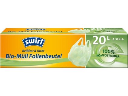 Vrecia Swirl BIO, kompostovateľné, na odpad, s ušami, 20 lit., bal. 6 ks