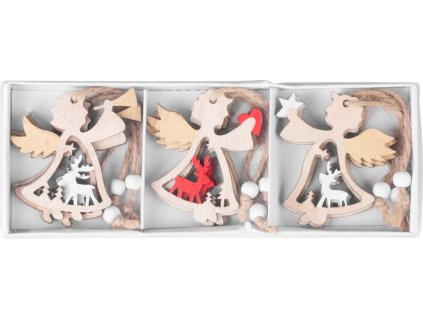 Ozdoba MagicHome Vianoce, anjel, závesná, bal. 9 ks, 5,5x7,5 cm