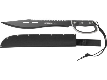Mačeta Strend Pro Tactical, s puzdrom, s pílkou, s ochranou ruky, čierna, 61 cm