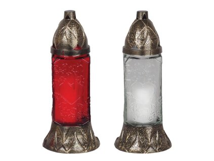 Kahanec Grave, červené/biele sklo, 28 h, 80 g, 25 cm, na hrob