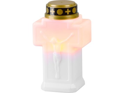 Sviečka MagicHome, kríž, LED, na hrob, biela, 2xAA, 15x9 cm, (súčasť balenia 2xAA)