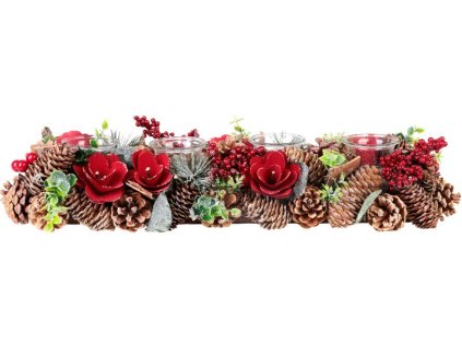 Ikebana MagicHome Vianoce, prírodná, adventná, 50x16x9 cm