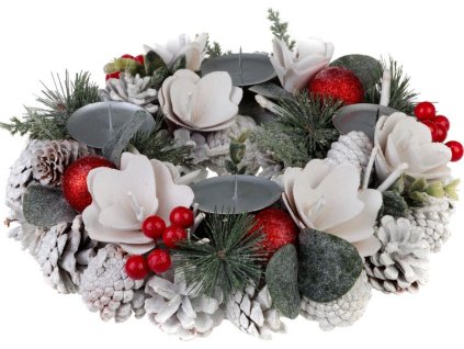 Veniec MagicHome Vianoce, prírodný, biely, adventný, 30 cm