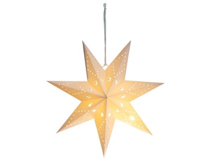 Dekorácia MagicHome Vianoce, Hviezda, papier, 10 LED teplá biela, 2xAA, jednoduché svietenie, 40 cm