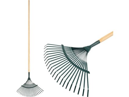 Hrable na lístie Strend Pro R110.WH, 22 lamelové, vejárové, kov, drevená násada
