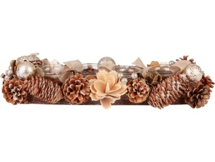 Ikebana MagicHome Vianoce, prírodná, adventná, krémová, 44x15x9 cm