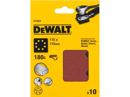 Papier brúsny 115x115mm P180 dierovaný suchý zips 10ks D26441/DWE6411