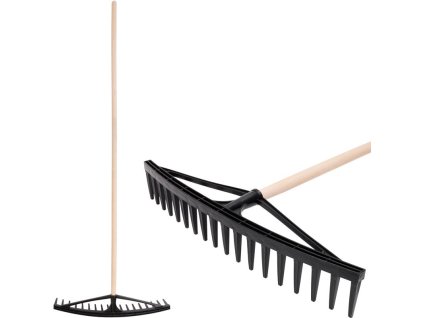 Hrable na seno Longbow 18 zubé, plastové, na lístie, drevená násada