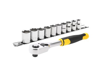 Sada račne 11 dielna 3/8" s 12 hrannými hlavicami 72 zubov (8 - 17 mm)