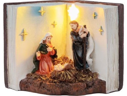 Dekorácia MagicHome Vianoce, Betlehem v knihe, LED, interiér, 13,5x8x9,5 cm