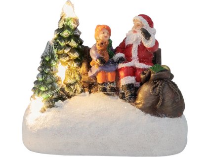 Dekorácia MagicHome Vianoce, Santa s dieťaťom, LED, 2xAAA, interiér, 9,5x6x8 cm, sellbox 12 ks