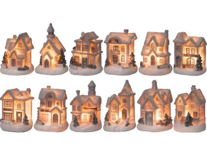 Dekorácia MagicHome Vianoce, Domček, LED, interiér, 7x6x10 cm, Sellbox 12 ks