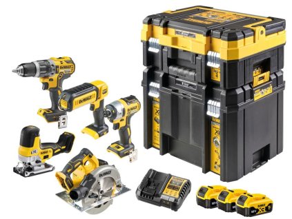 KOMBO SADA 18V 3x5,0Ah (DCD796+DCF887+DCS335+DCS570+DCL050) Tstak I+VI