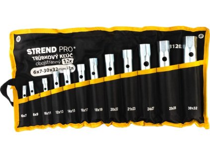 Kľúč Strend Pro, 6x7-30x32 mm, trúbkový, obojstranný, Zn, set 12 ks