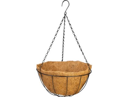 Vešiak Strend Pro, držiak na kvetináč, oceľ/kokos, visiaci, s retiazkou a háčikom, 35 cm
