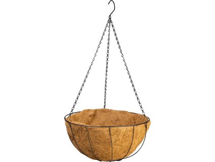 Vešiak Strend Pro, držiak na kvetináč, oceľ/kokos, visiaci, s retiazkou a háčikom, 40 cm