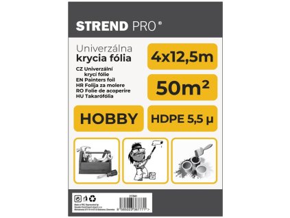 Fólia krycia Strend Pro Hobby, maliarska, 4x12,5 m, 5,5µ, zakrývacia