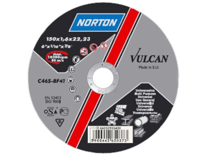 Kotúč NORTON Vulcan A 125x1,0x22 A60S-BF41, rezný na kov a nerez