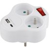 Zásuvka Strend Pro, rozbočovacia, rozdvojka, biela, 2x 16 A, USB A+C, vypínač