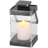 Lampáš MagicHome Vianoce Retro, s LED sviečkou teplá biela, čierny, 3xAAA, plast, časovač, 10x18,5 cm, pohyblivý plameň