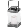 Lampáš MagicHome Vianoce Retro, s LED sviečkou teplá biela, čierny, 3xAAA, plast, časovač, 10x18,5 cm, pohyblivý plameň