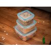 Dóza MagicHome Lunchbox set MB06, sada 3 ks, 700/1200/2000 ml, štvorcové, Clip