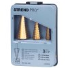 Sada stupňovitých vrtákov Strend Pro SS421, 4-12, 4-20, 4-32 mm, TiN, HSS 4241 rovný, do kovu