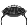 Ohnisko Strend Pro Homefire, BBQ, gril s roštom, na drevené uhlie, kovové, okrúhle, 545x400 mm