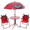 Set záhradný LEQ MELISENDA Mariquita, lienka, slnečník 105 cm, stôl 50 cm, 2 stoličky, detský