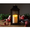 Lampáš MagicHome Vianoce, LED teplá biela, 3xAAA, plast, hnedo-medený, 14x14x33 cm, pohyblivý plameň