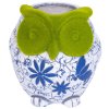 Dekorácia MagicHome, Sova s kvetináčom, modrý ornament, keramika, 26,5x24x27,5 cm