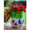 Dekorácia MagicHome, Sova s kvetináčom, modrý ornament, keramika, 26,5x24x27,5 cm