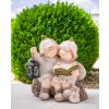 Dekorácia MagicHome, Chlapček a dievčatko s knihou a lampášom, keramika, 32,5x20,5x35 cm