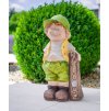 Dekorácia MagicHome, Chlapček s tabuľou, keramika, LED, solar, 24x18x49 cm
