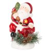 Dekorácia MagicHome Vianoce, Santa s čečinou, LED, terakota, 10x8,2x13,7 cm