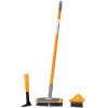 Kefa Strend Pro, čistiaca, na zámkovú dlažbu, 4 dielna sada, s teleskopickou násadou, odstraňovač buriny, kefa 3x10 cm a 6x19 cm