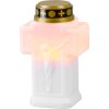 Sviečka MagicHome, kríž, LED, na hrob, biela, 2xAA, 15x9 cm, (súčasť balenia 2xAA)