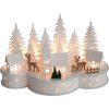Dekorácia MagicHome Vianoce, Dedinka s jeleňmi, 10 LED teplá biela, 2xAA, MDF, 30x14x19,5 cm
