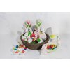 Dekorácia MagicHome, Zajačik s vajíčkom, veľkonočný, 6,3x6,5x14,9 cm