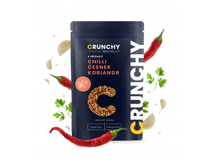 Crunchy Worms s příchutí CHILLI, ČESNEK A KORIANDR 20 g