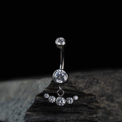 Visací titanový piercing do pupíku Lunis