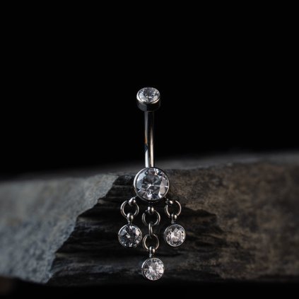 Visací titanový piercing do pupíku Lustra