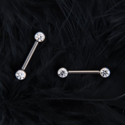 Titanový piercing do bradavek Single s jedním čirým zirkonem