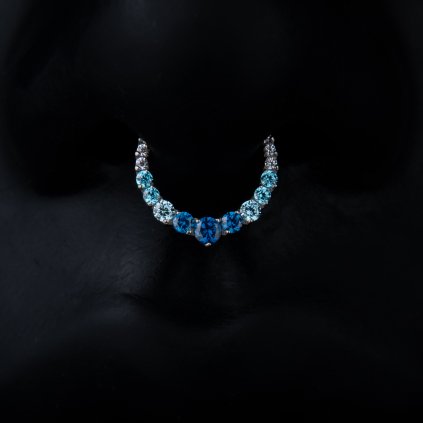 Okrasný titanový kroužek Dynasty zdobený modrým a čirým zirkonem