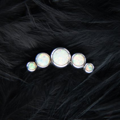 Titanový helix piercing Frosty bílý opál