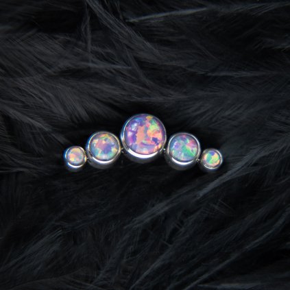Titanový helix piercing amethysta Fialový opál