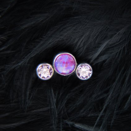 Titanová koncovka Viola – konturový, fialový opál se zirkony